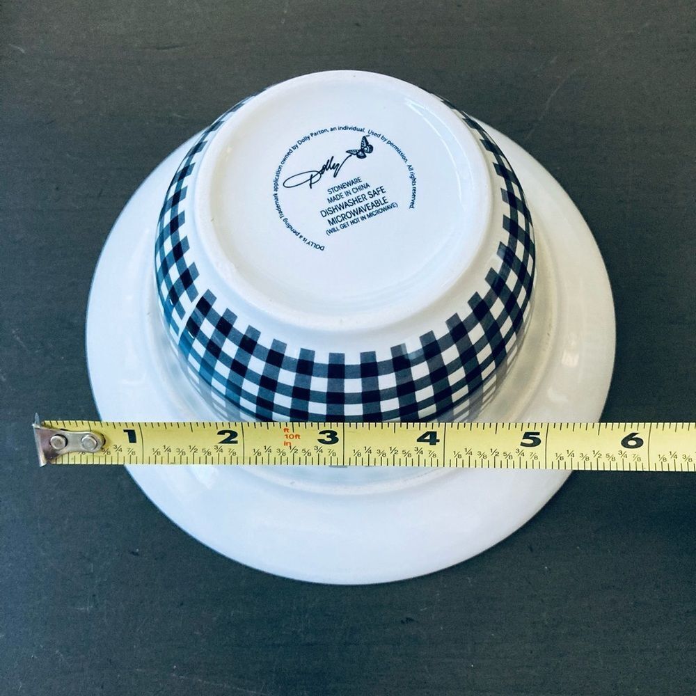Dolly Parton Farmhouse Buffalo Plaid Floral Plate Bowl Set - Picture 3 of 3